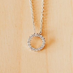 Silver & Clear Rhinestone Circle Infinity Necklace